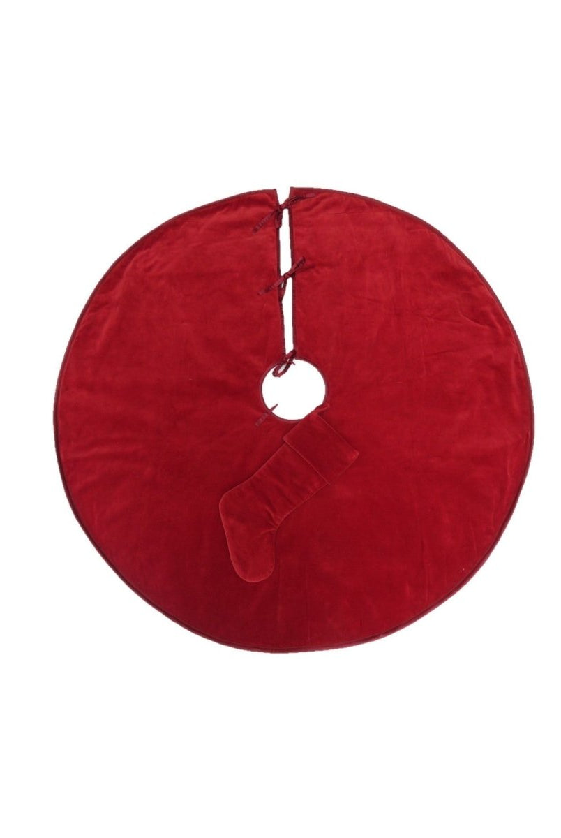 Shop For Luxurious Classic Velvet Garnet Red Christmas Tree Skirt 60" Arcadia Home
