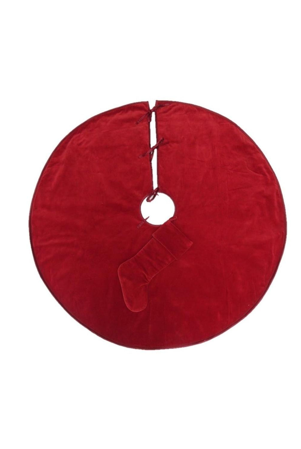 Luxurious Classic Velvet Garnet Red Christmas Tree Skirt 60" Arcadia Home