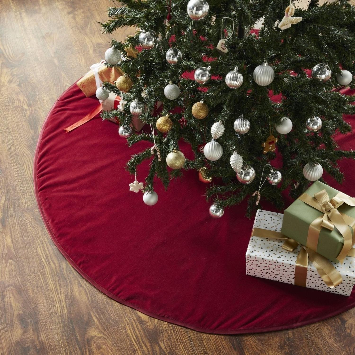Shop For Luxurious Classic Velvet Garnet Red Christmas Tree Skirt 60" Arcadia Home