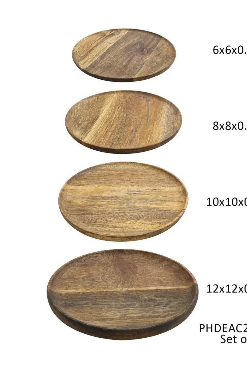 Shop For Mango Wood Round Platter (Set of 4)