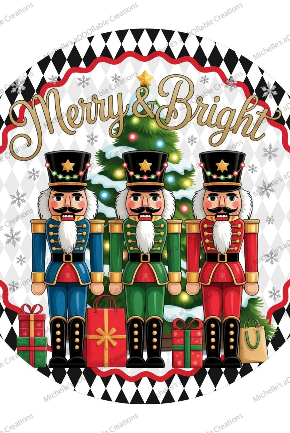 Merry and Bright Nutcracker Round Sign