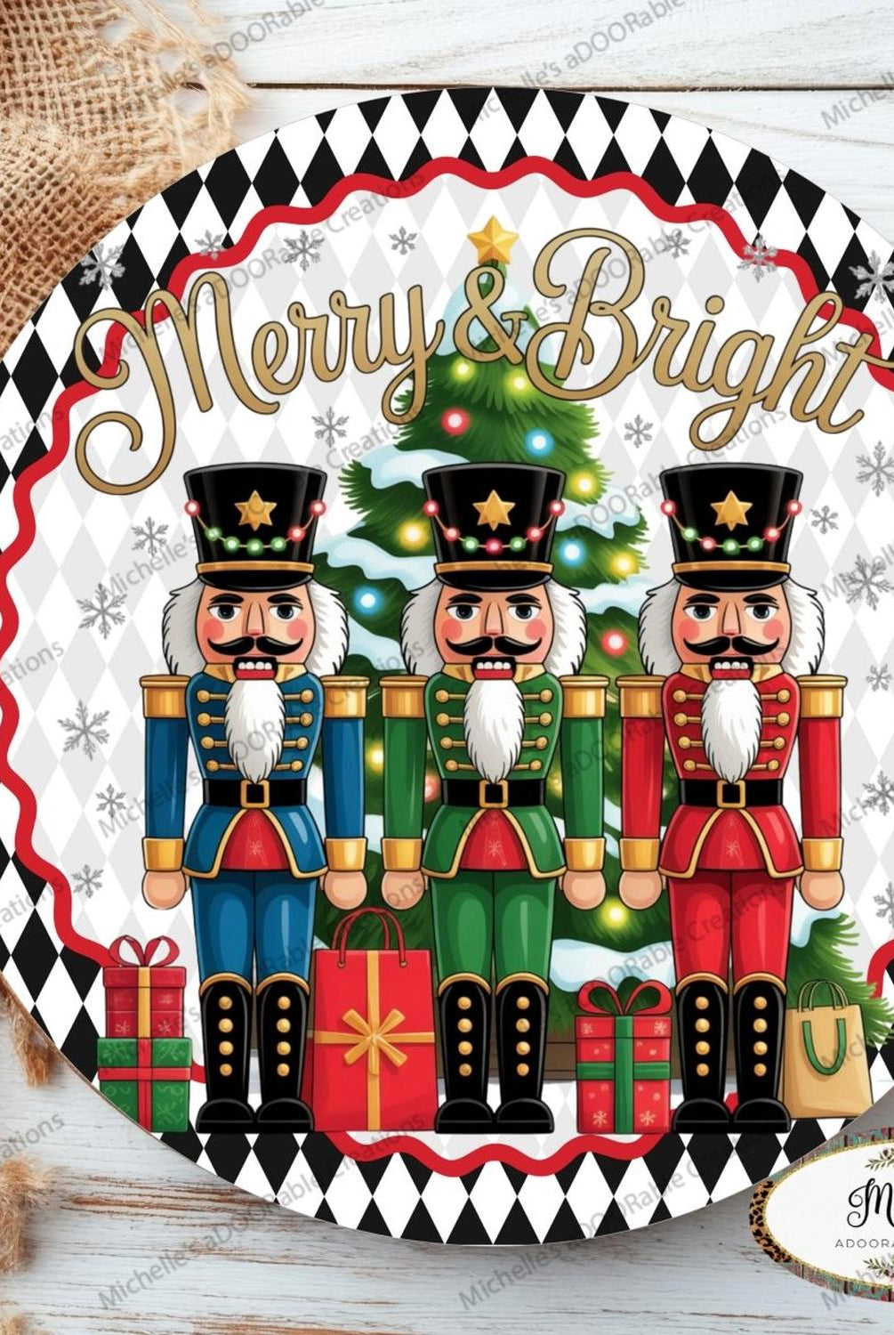 Merry and Bright Nutcracker Round Sign