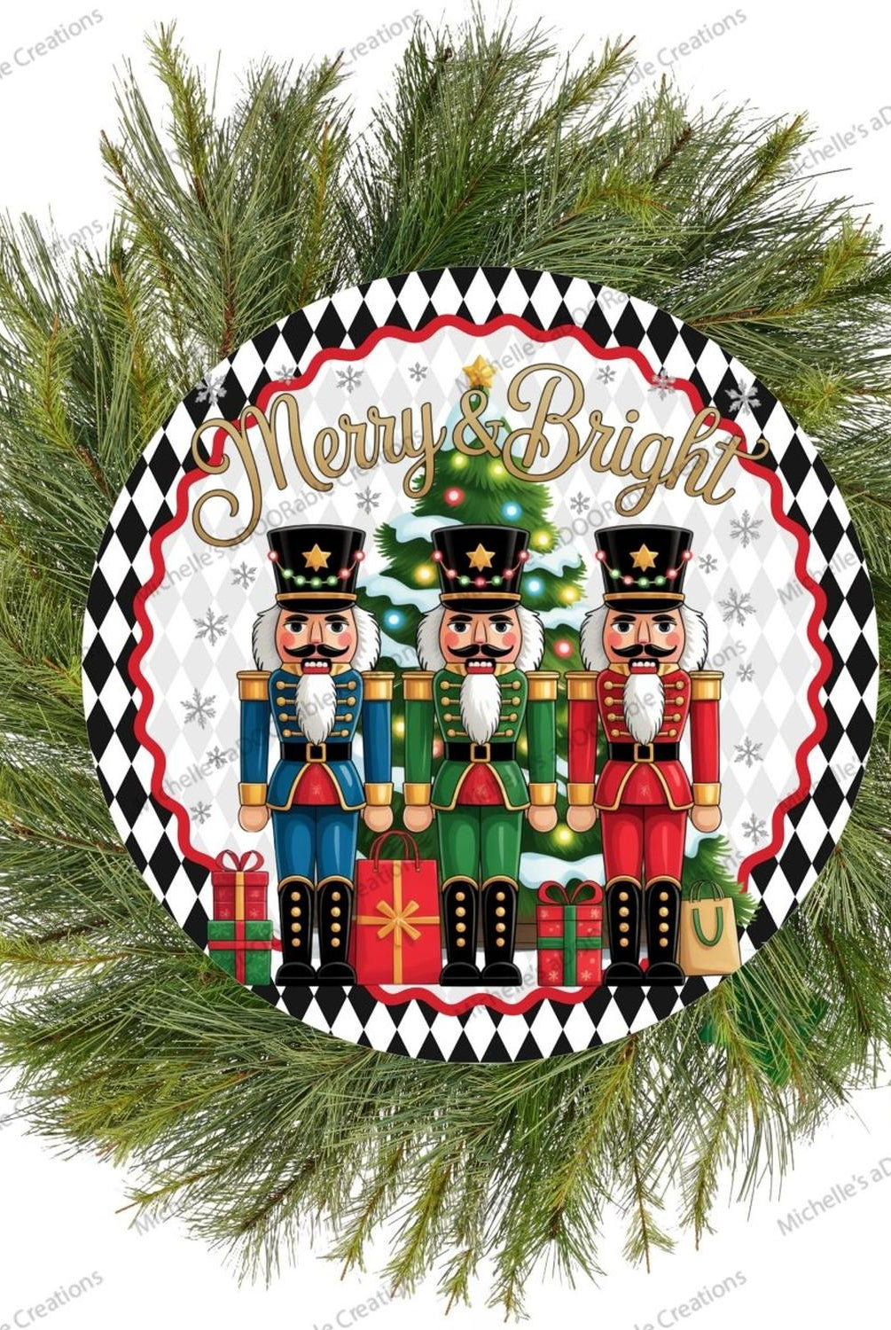 Merry and Bright Nutcracker Round Sign