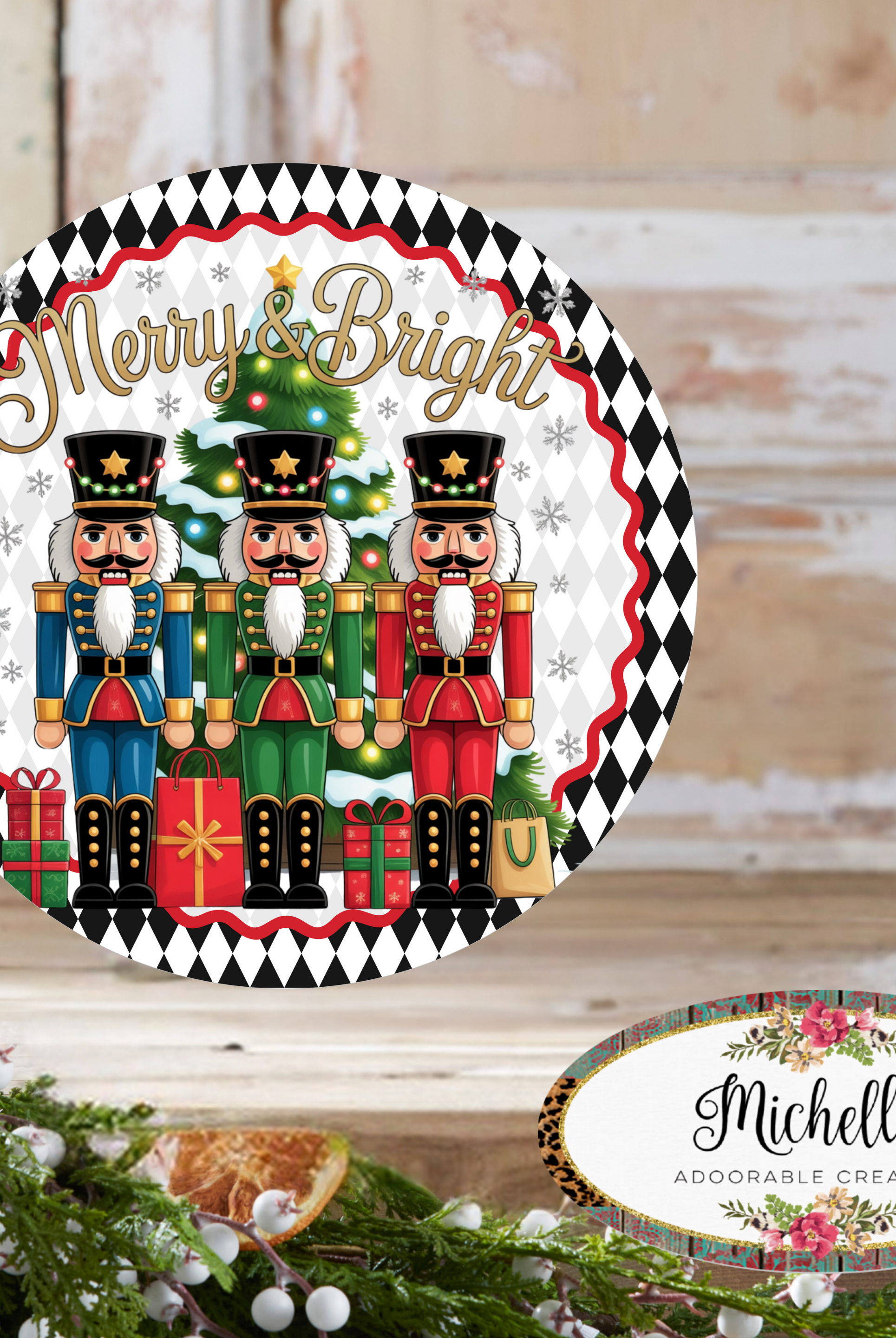 Shop For Merry and Bright Nutcracker Round Sign