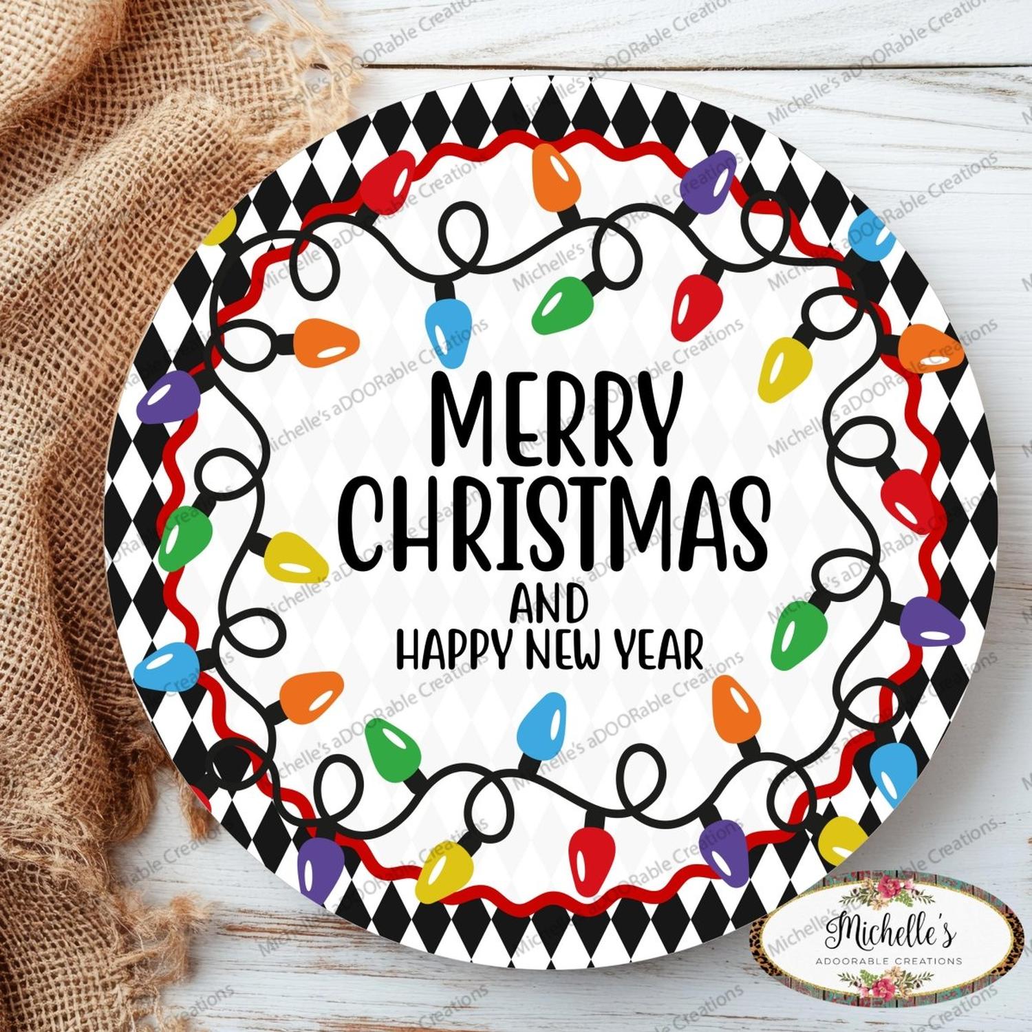 Shop For Merry Christmas New Year Lights Round Sign