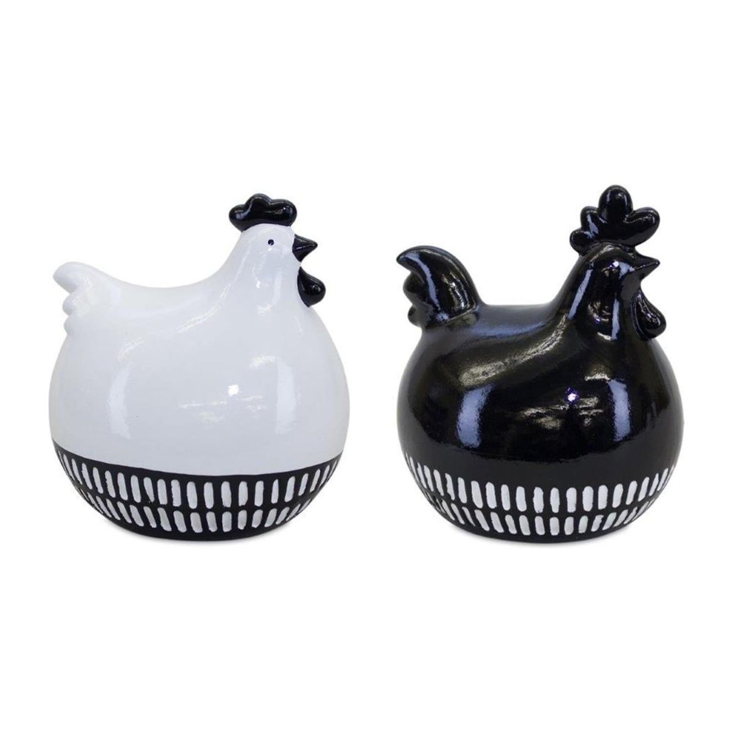 Modern Black and White Chicken Décor (Set of 2)