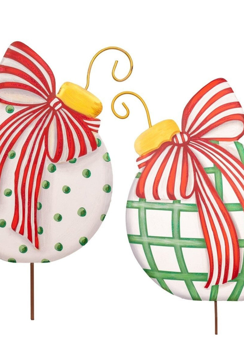 Shop For Modern Red, White & Green Ornaments (Stake/Hanger/Easel) Set of 2