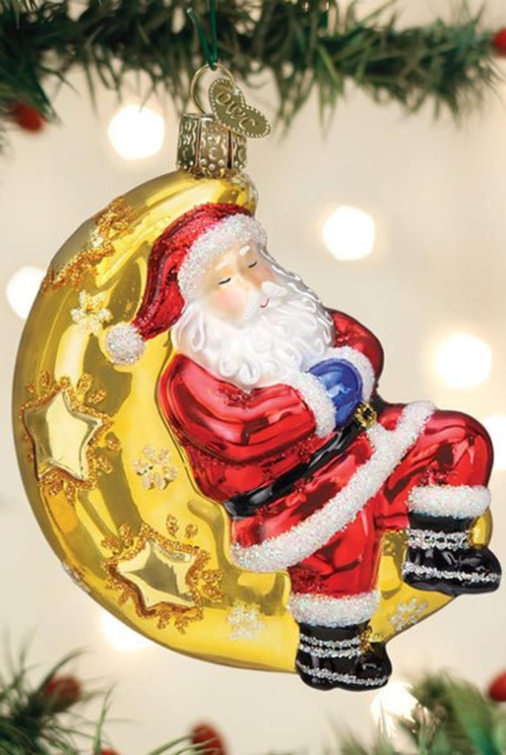 Moonlight Santa Ornament