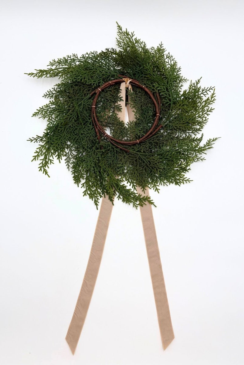 Shop For Neutral Mini Cedar Cabinet Wreaths with Ribbon