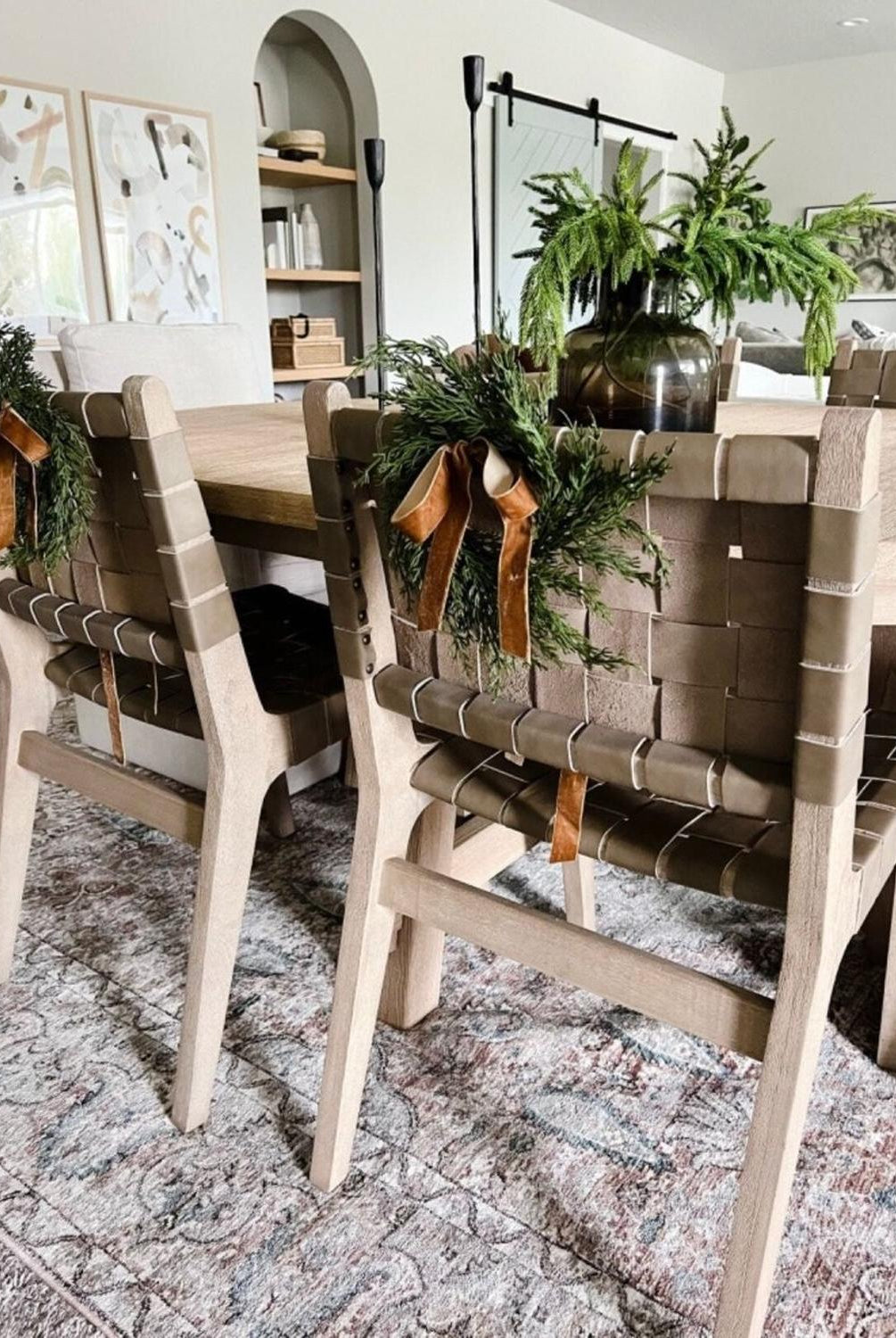 Neutral Mini Cedar Cabinet Wreaths with Ribbon