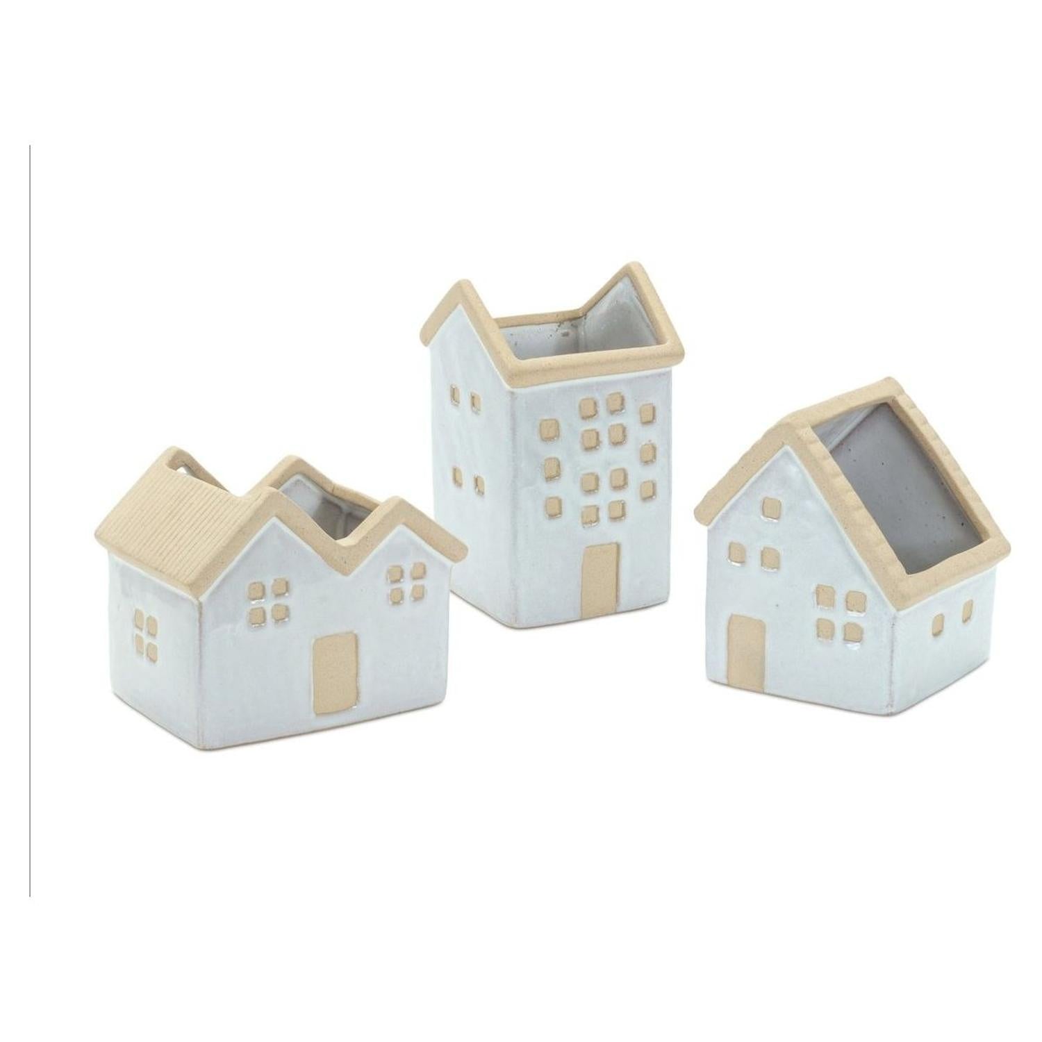 Shop For Neutral Porcelain House Planter (Set of 3)