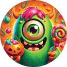 Shop For One Eyed Green Candy Halloween Monster Round Sign