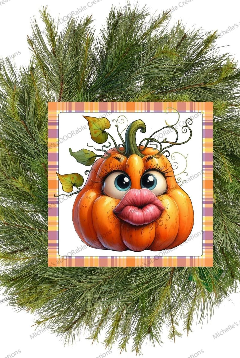 Orange Kissy Pumpkin Face Sign