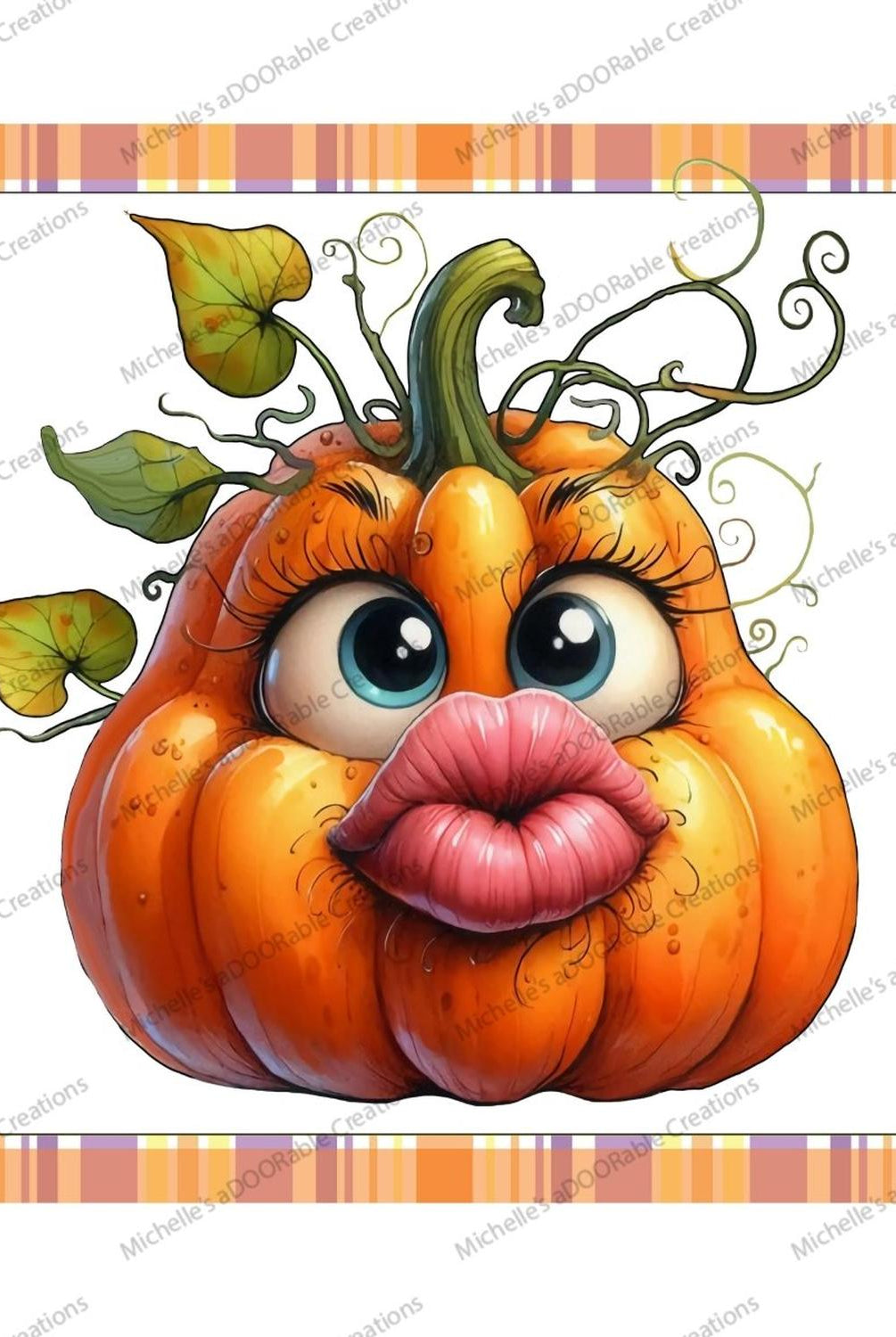 Orange Kissy Pumpkin Face Sign