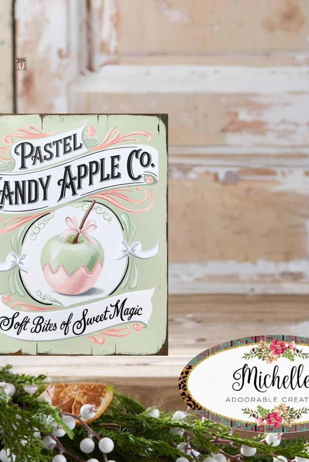 Pastel Candy Apple Halloween Sign