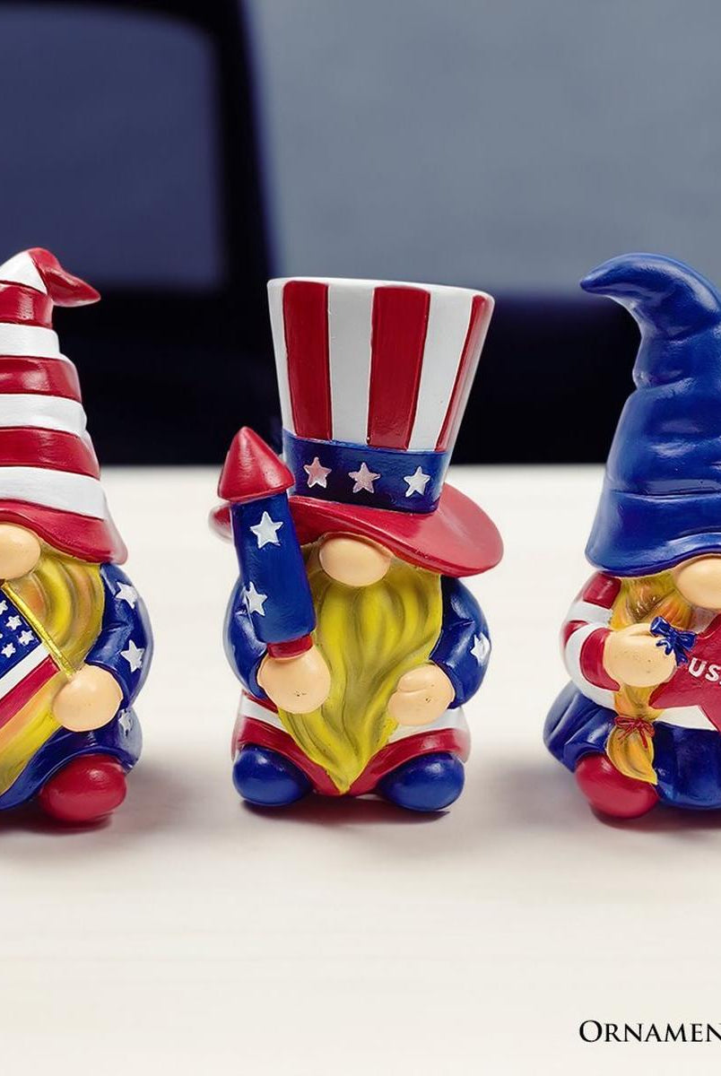 Shop For Patriotic Gnome Trio Figurines, 6" Set of Three Garden Statues and July 4th Decoration