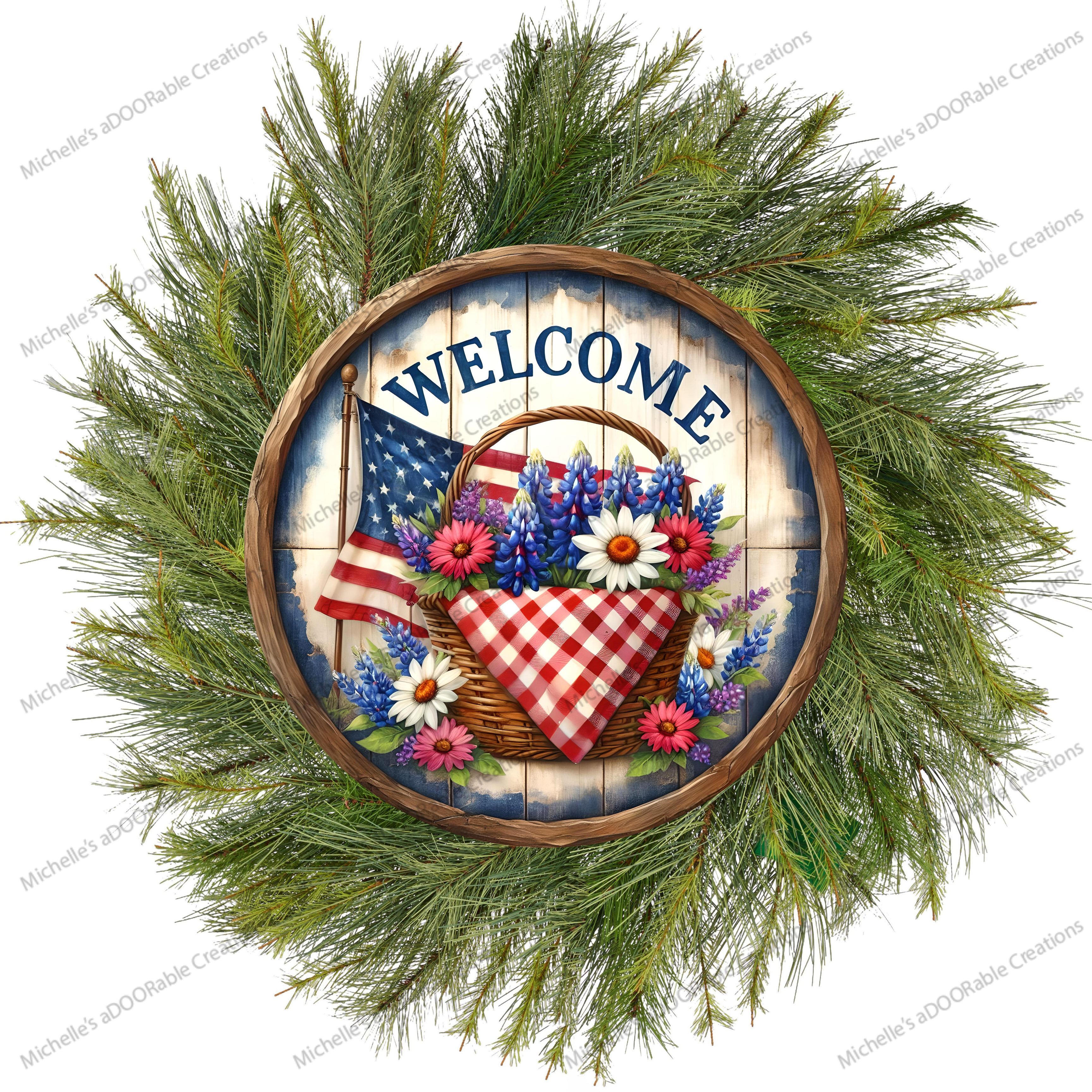 Shop For Patriotic Welcome Floral Basket Sign