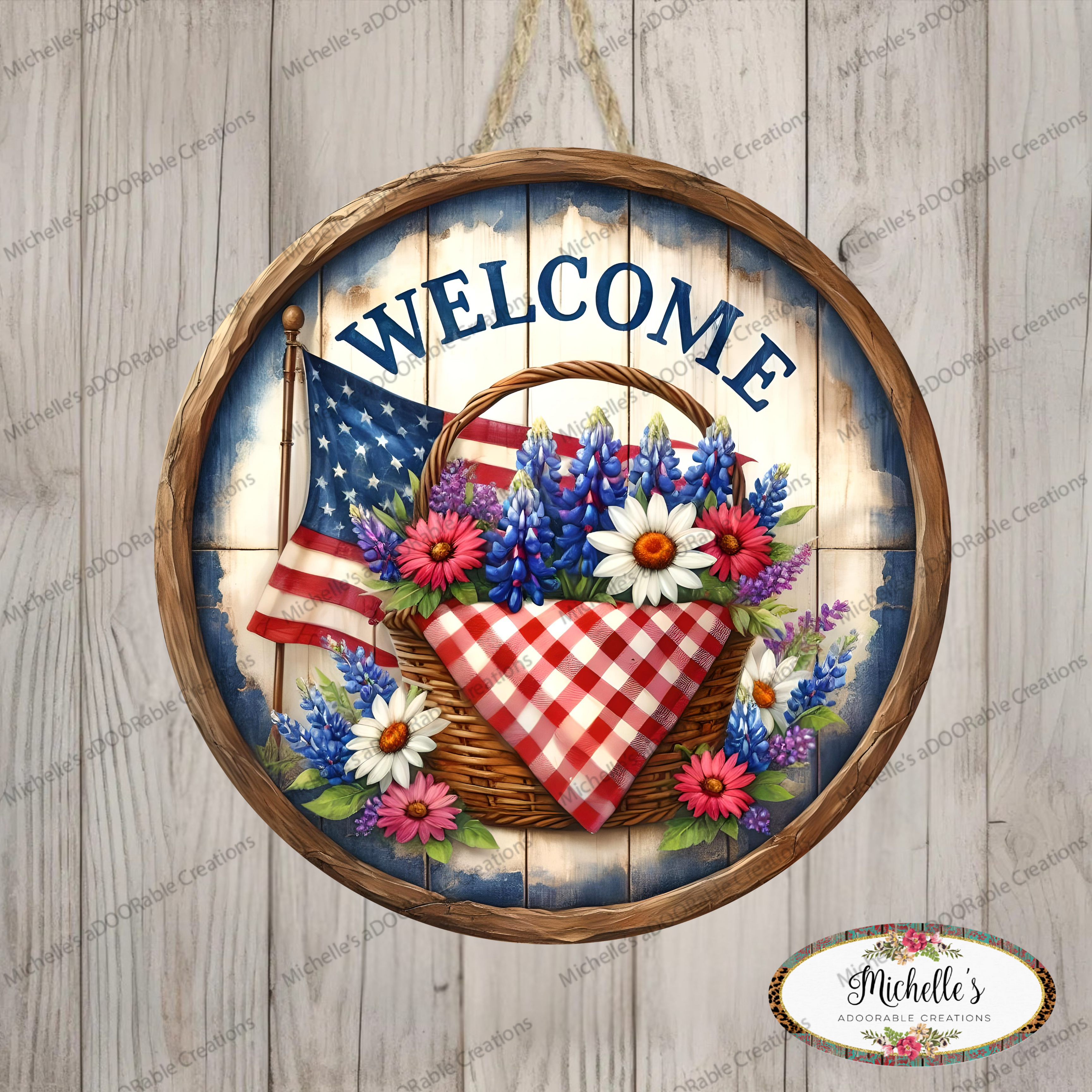 Shop For Patriotic Welcome Floral Basket Sign