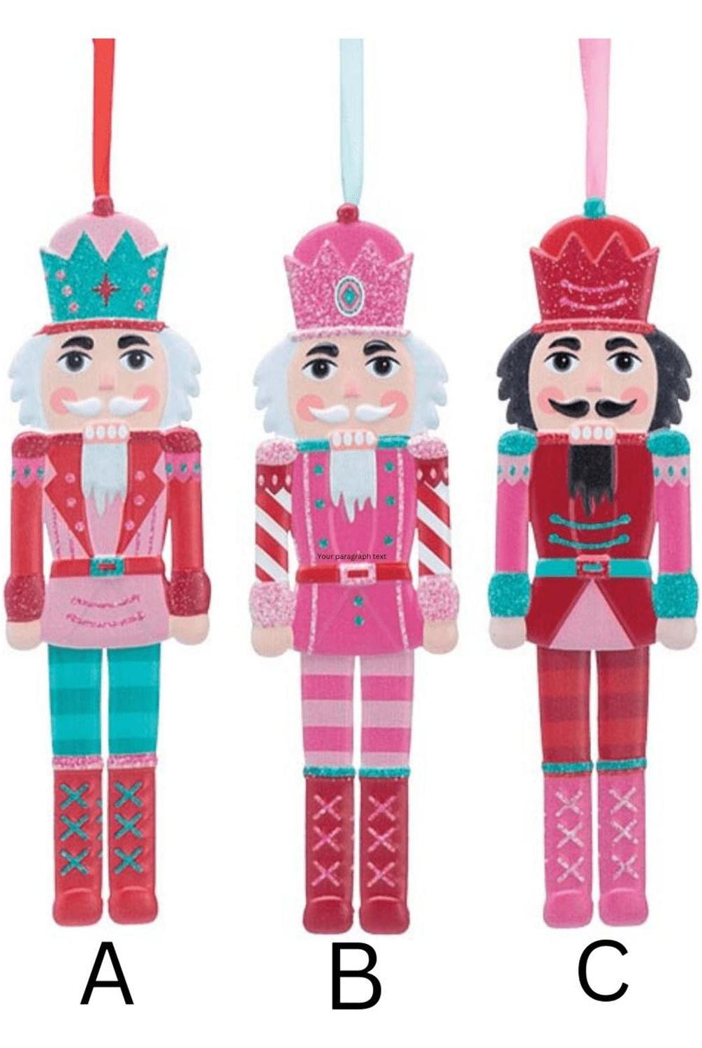 Pink and Red Tin Nutcracker Ornament