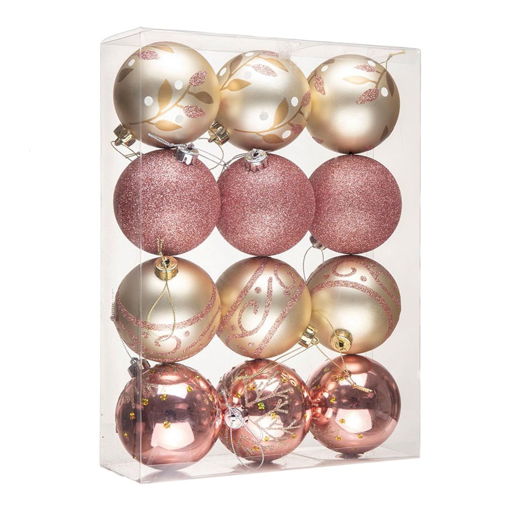 Shop For Pink and Rose Gold Christmas Ornament (Set of 12)