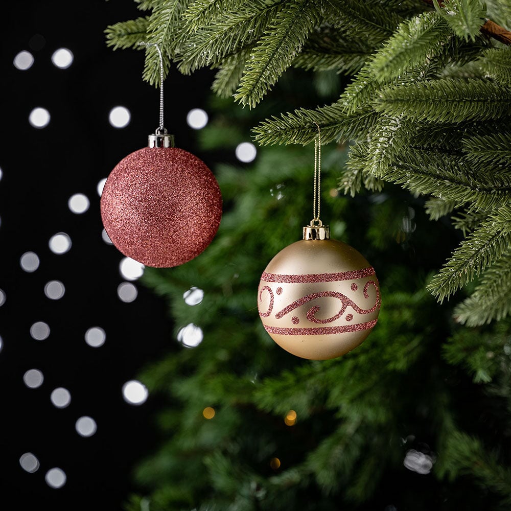 Shop For Pink and Rose Gold Christmas Ornament (Set of 12)