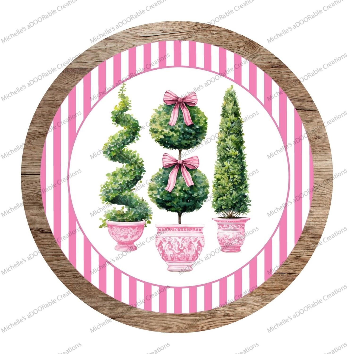 Shop For Pink Chinoiserie Topiary Round Sign