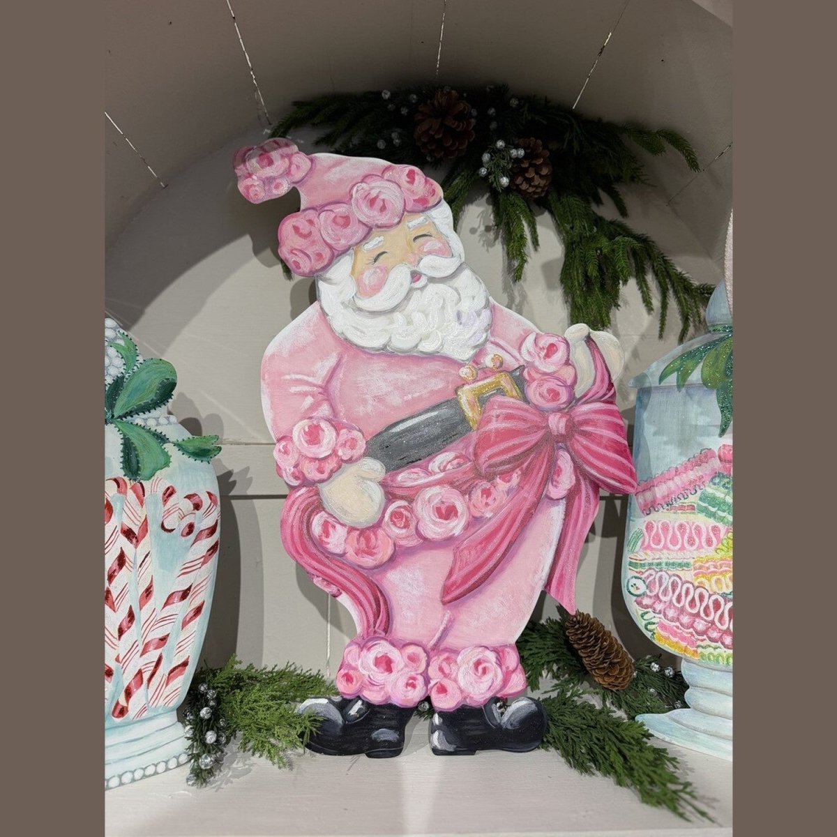 Shop For Pink Fanciful Santa Easel/Stake