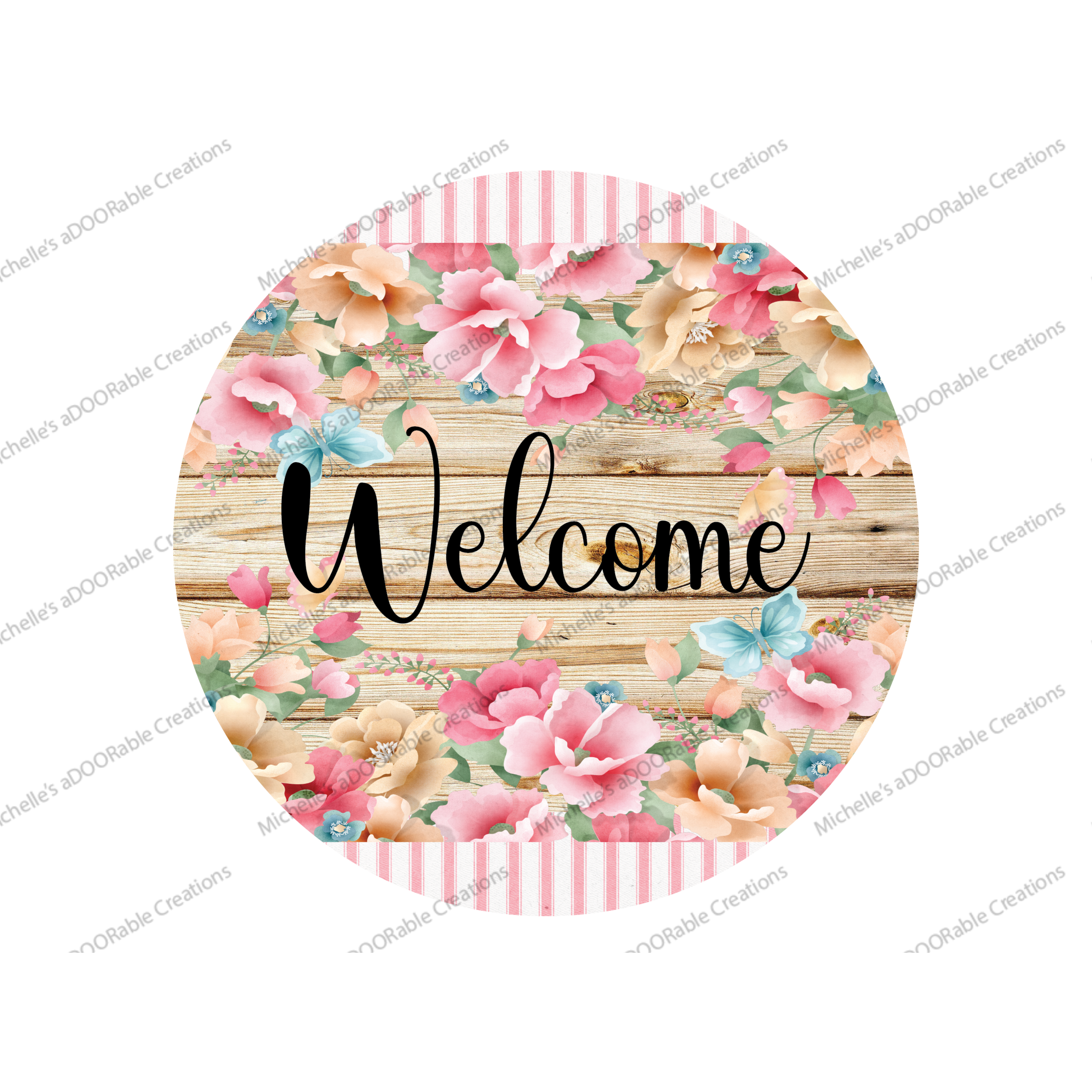 Shop For Pink Floral Blossom Welcome Sign