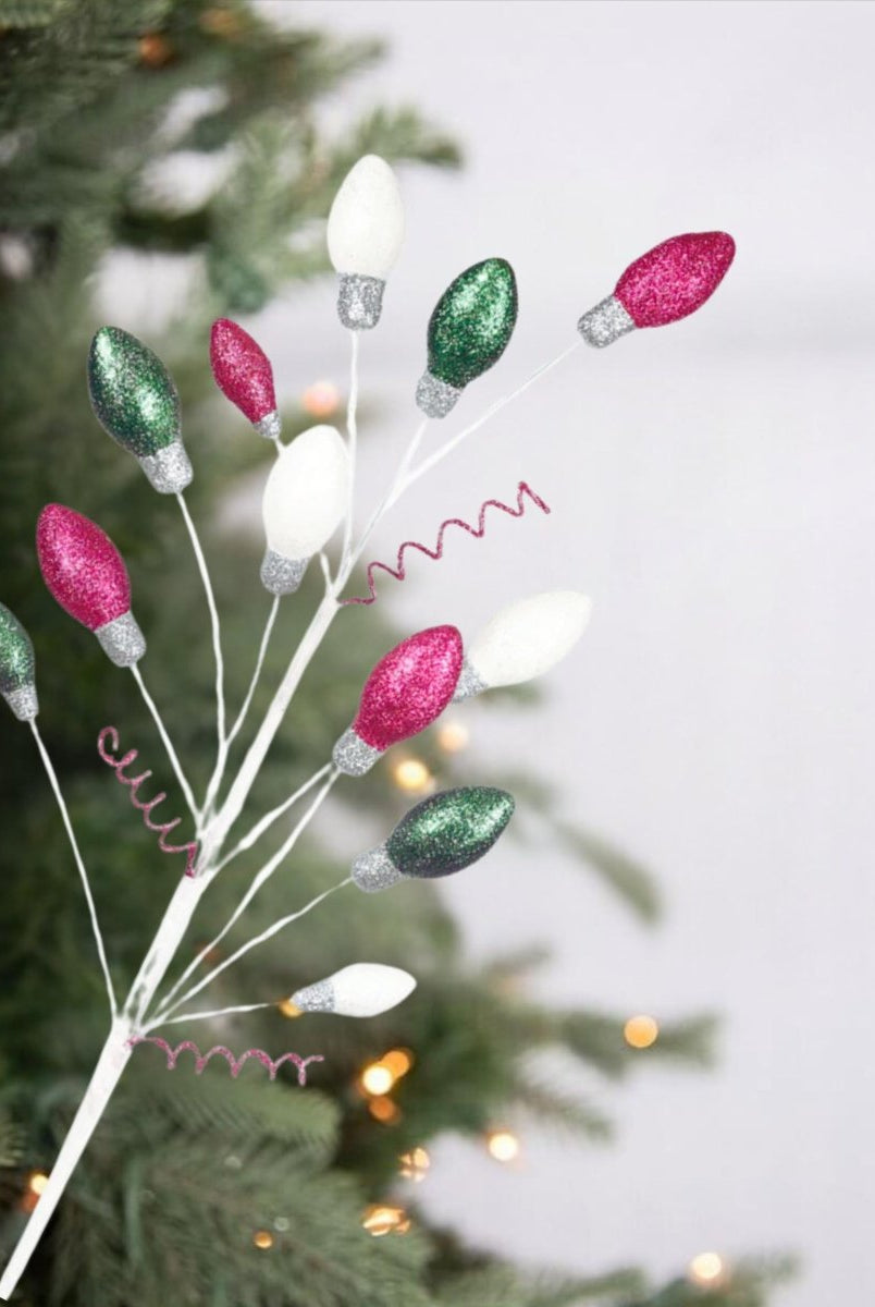 Shop For Pink Green White Christmas Light Glitter Spray 29"