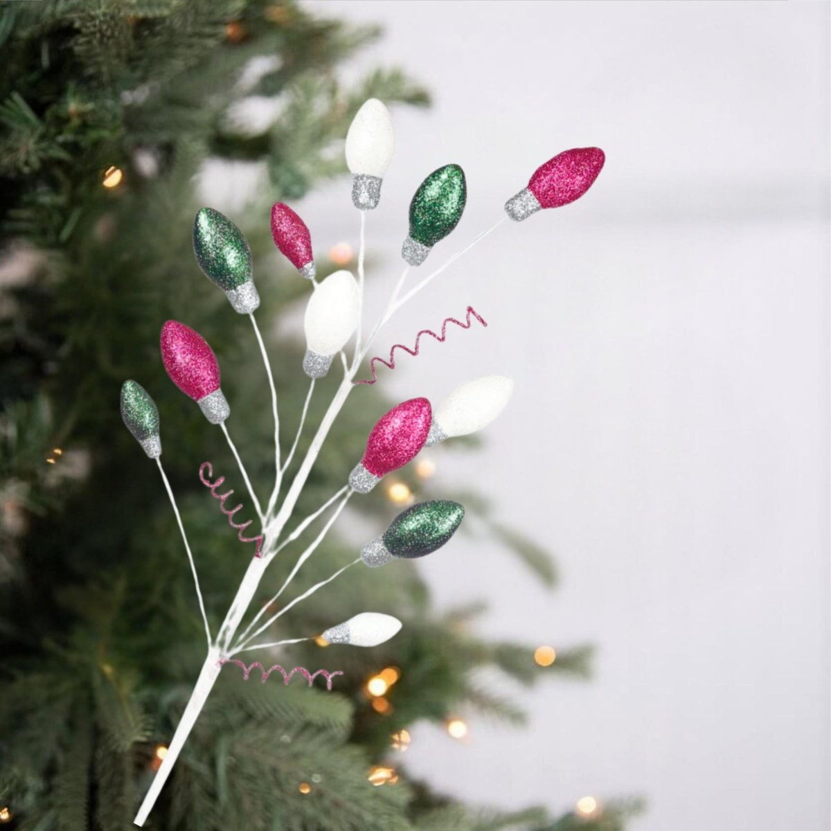 Shop For Pink Green White Christmas Light Glitter Spray 29"