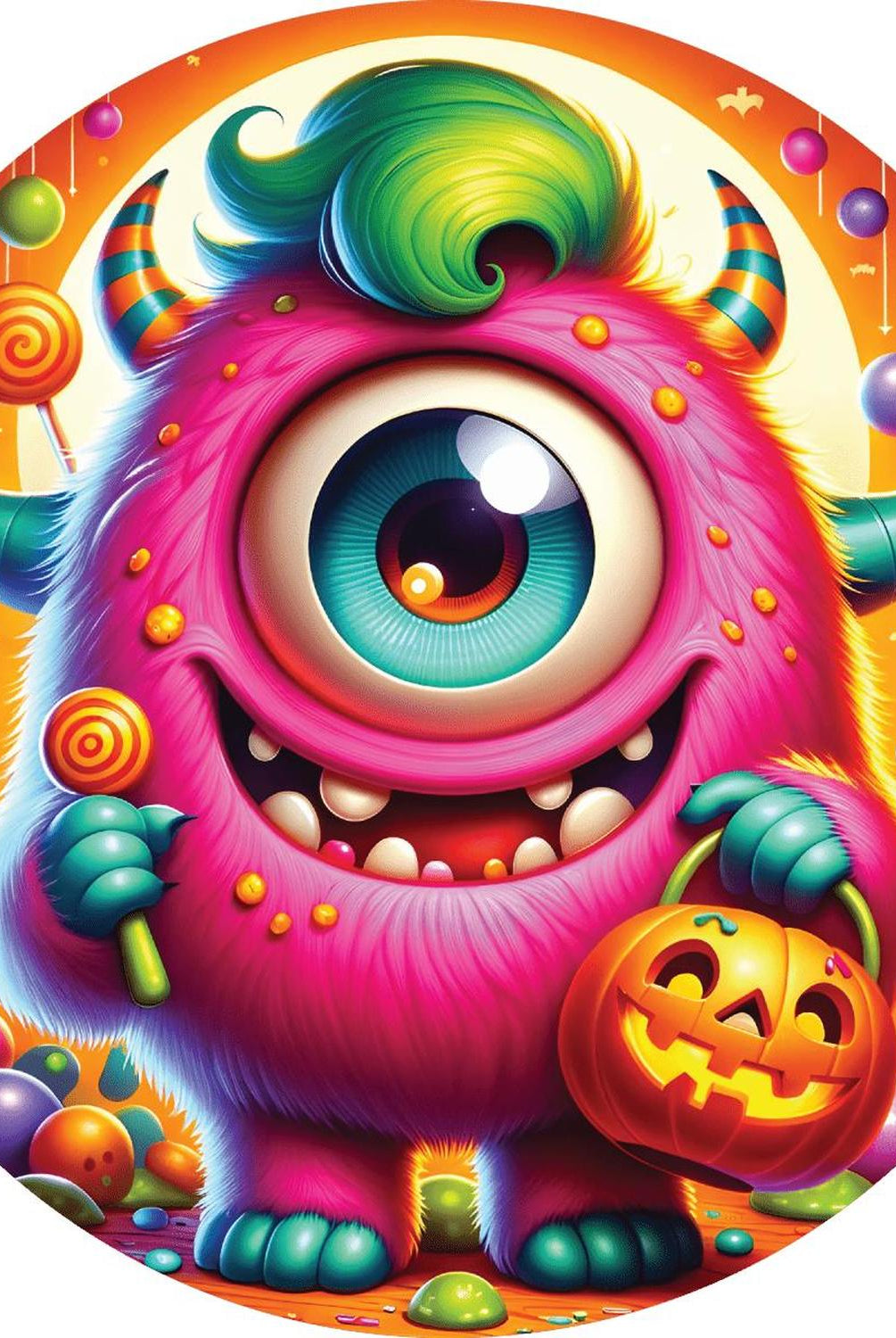 Pink One Eyed Halloween Monster Sign