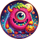 Shop For Pink One Eyed Trick or Treat Monster Round Sign