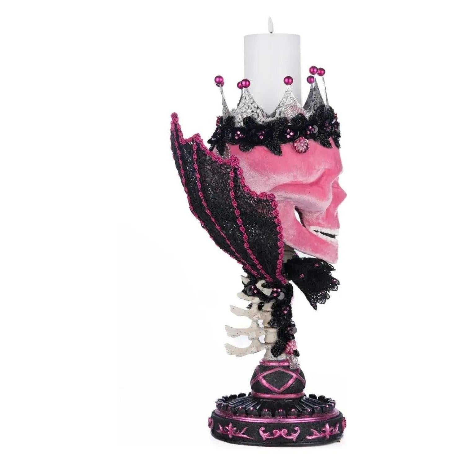 Shop For Pink Passion Skull Pillar Candle Holder