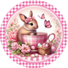 Shop For Pink Plaid Check Easter Spring Bunny Teacup Sign
