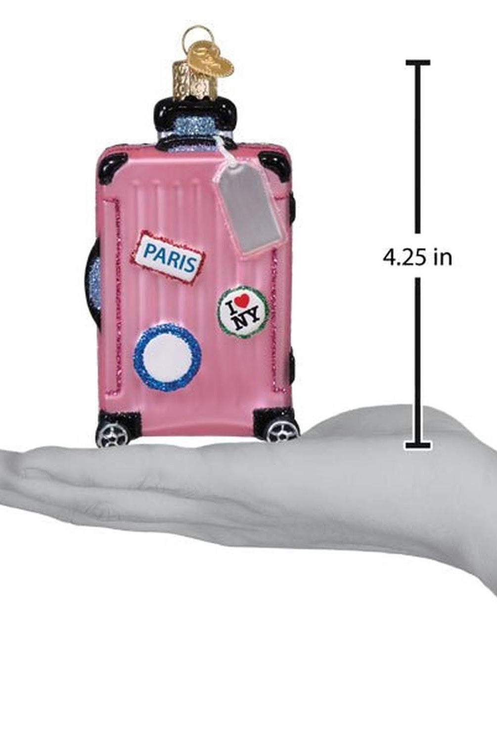 Pink Rolling Suitcase Ornament