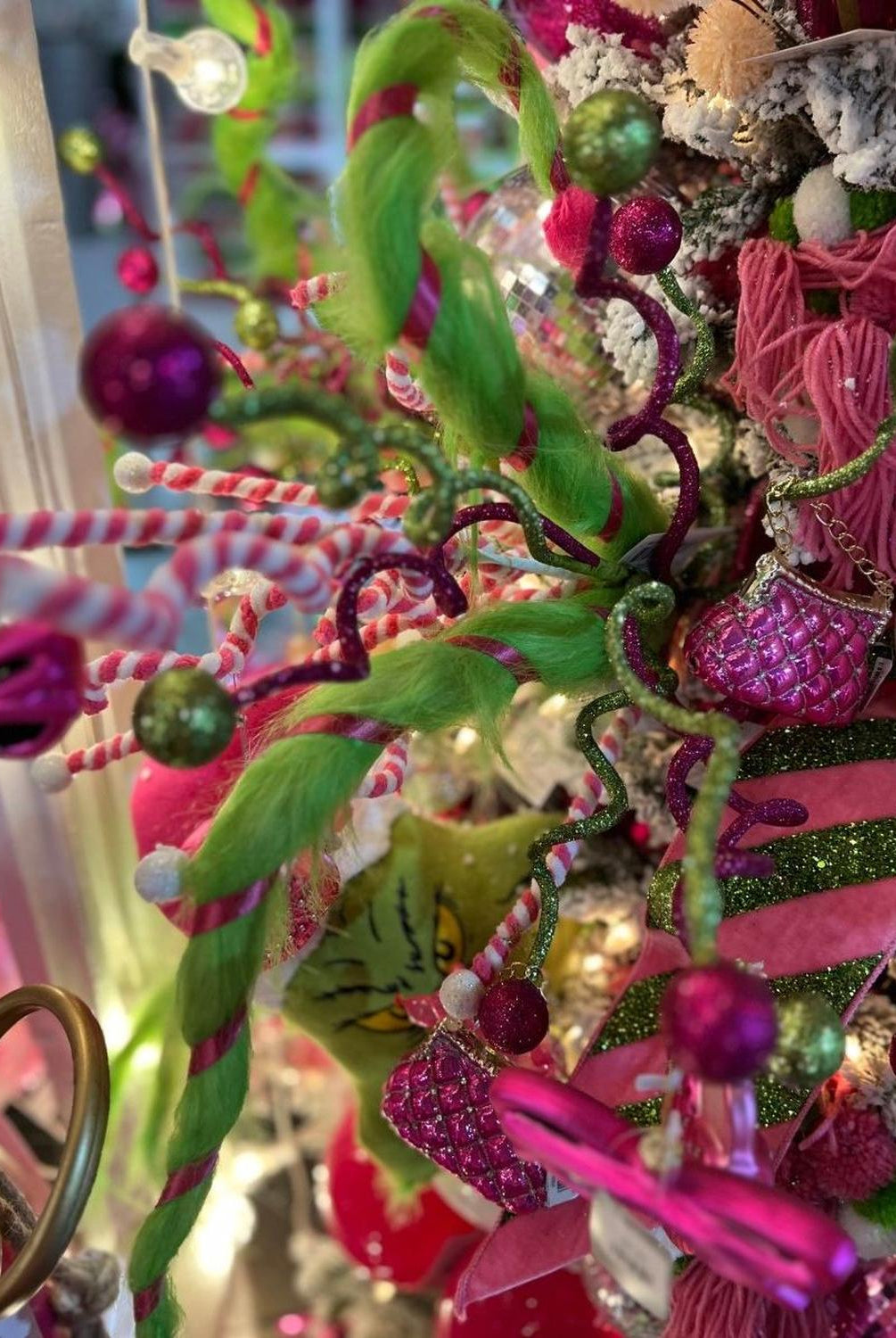 Pink & White Peppermint Spiral Floral Spray 31"