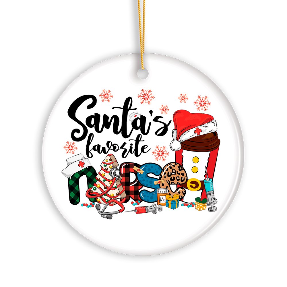 Shop For Plaid Santa’s Favorite Nurse Ornament