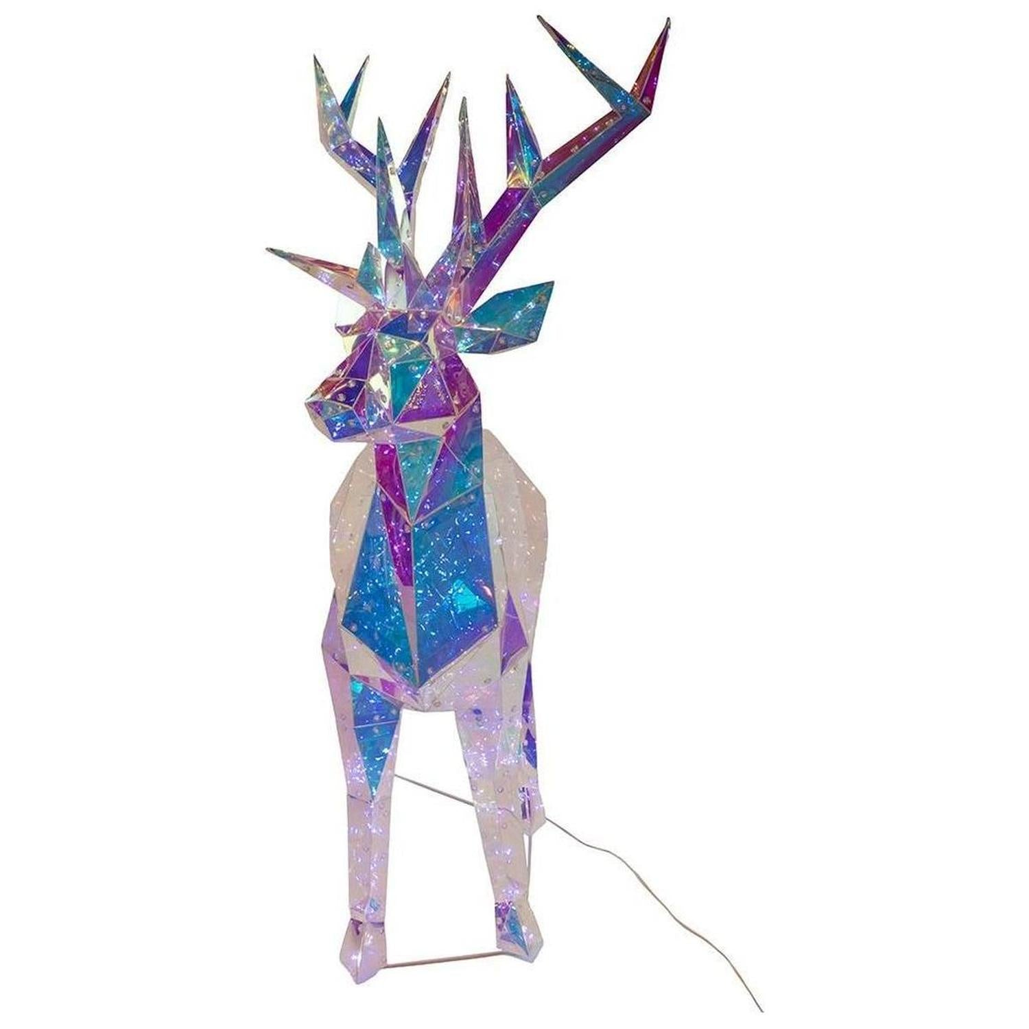 Pre-Lit Cool White LED Multifunction Holographic Reindeer