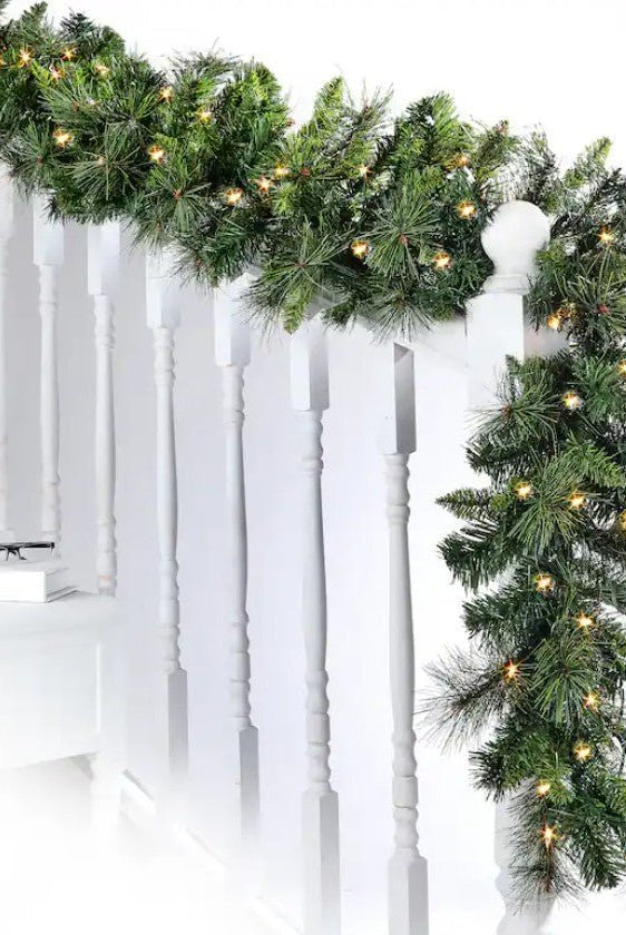 Shop For Pre - lit Deluxe Belgium Garland 100 Clear Lights - Natural Green