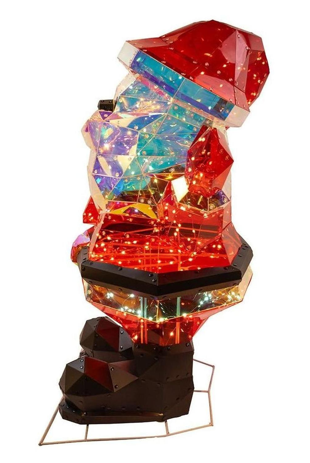 Pre-Lit Warm White LED Multifunction Holographic Santa