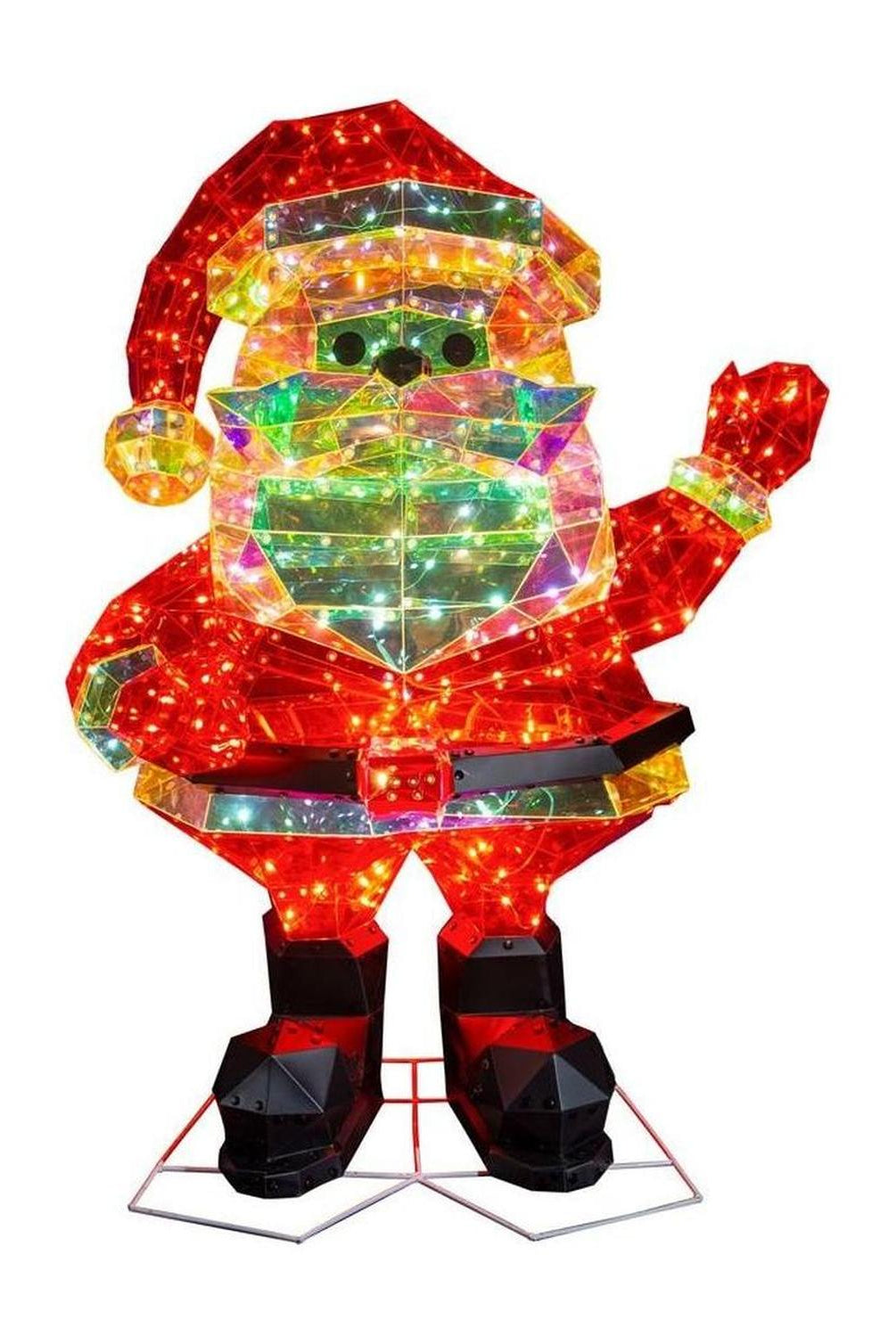 Pre-Lit Warm White LED Multifunction Holographic Santa