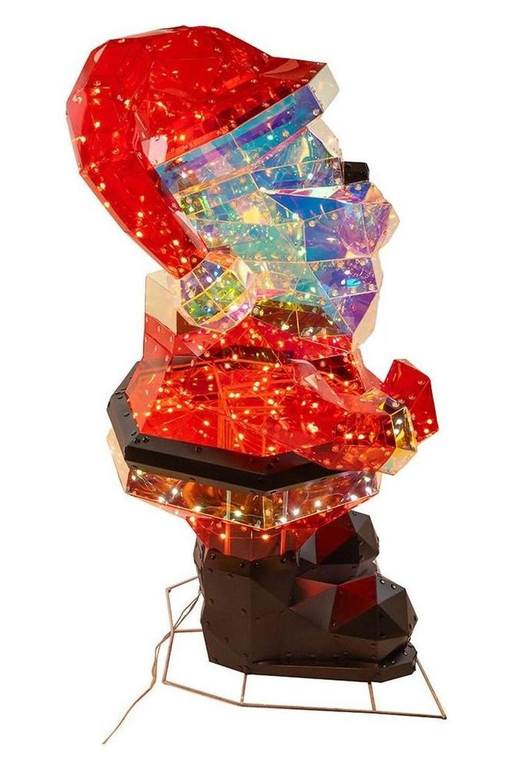 Pre-Lit Warm White LED Multifunction Holographic Santa