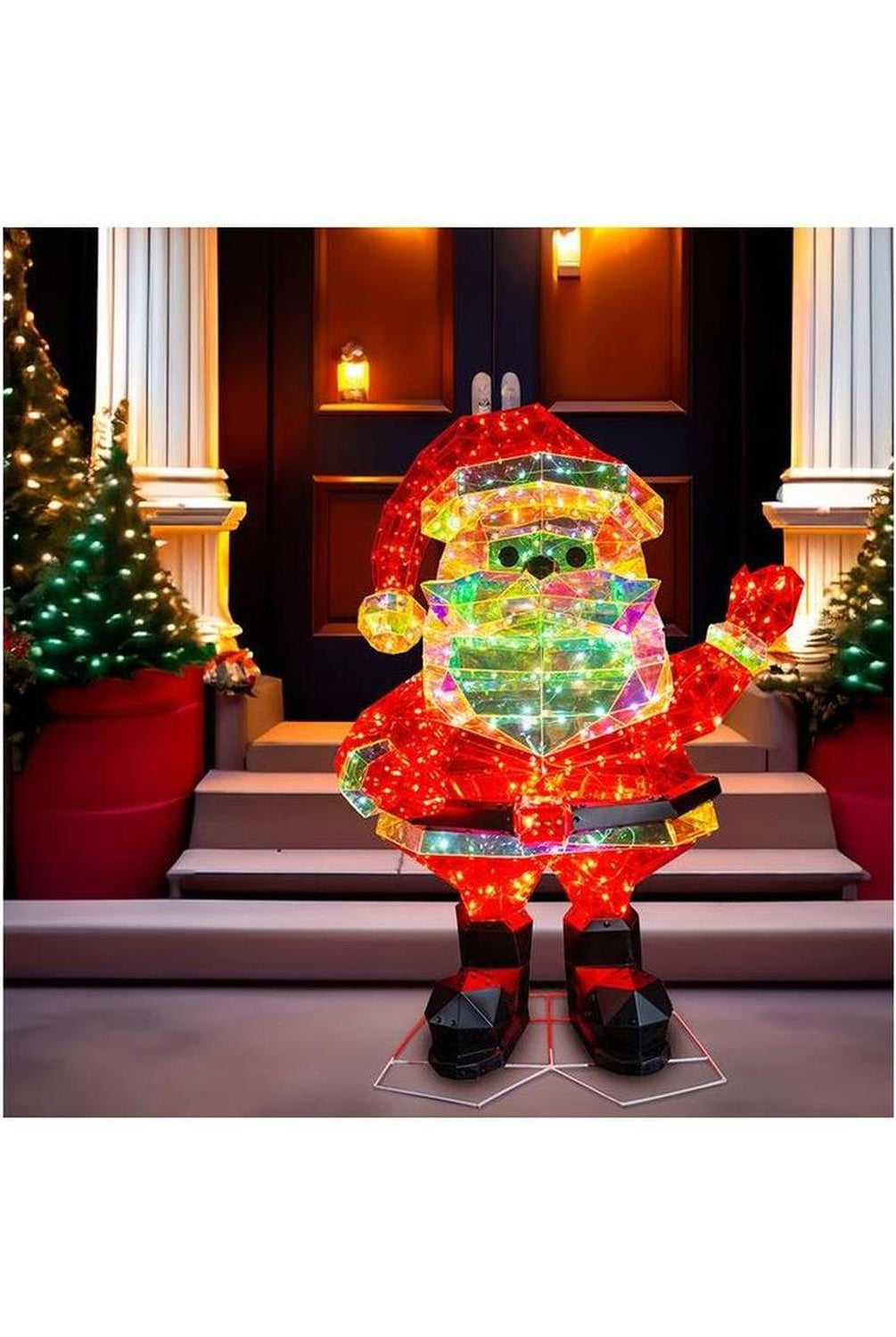 Pre-Lit Warm White LED Multifunction Holographic Santa