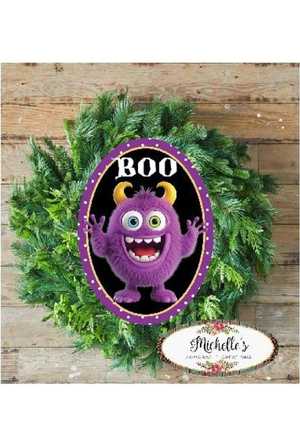 Purple Boo Furry Monster Sign