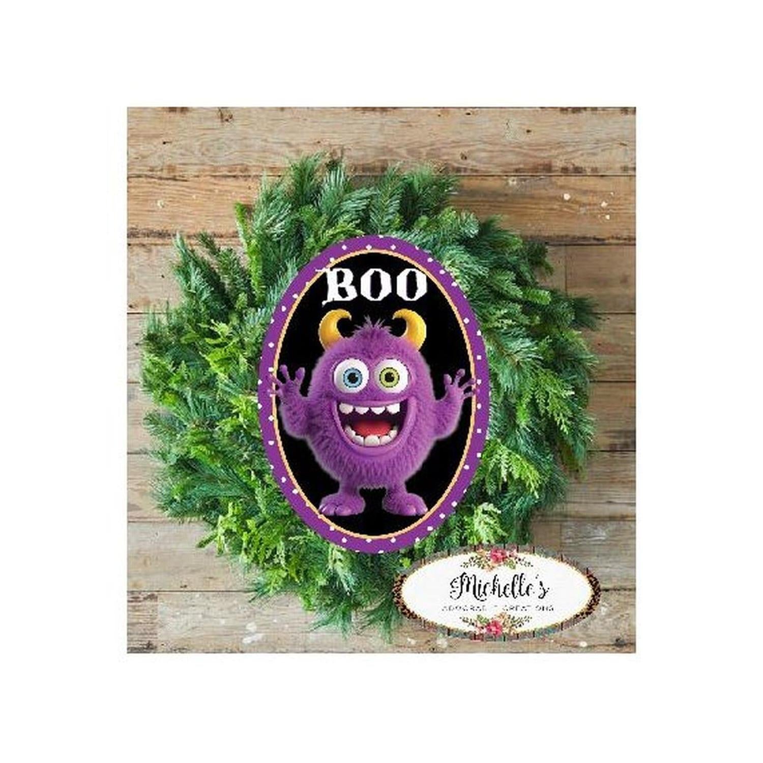 Shop For Purple Boo Furry Monster Sign at Michelle's aDOORable Creations
