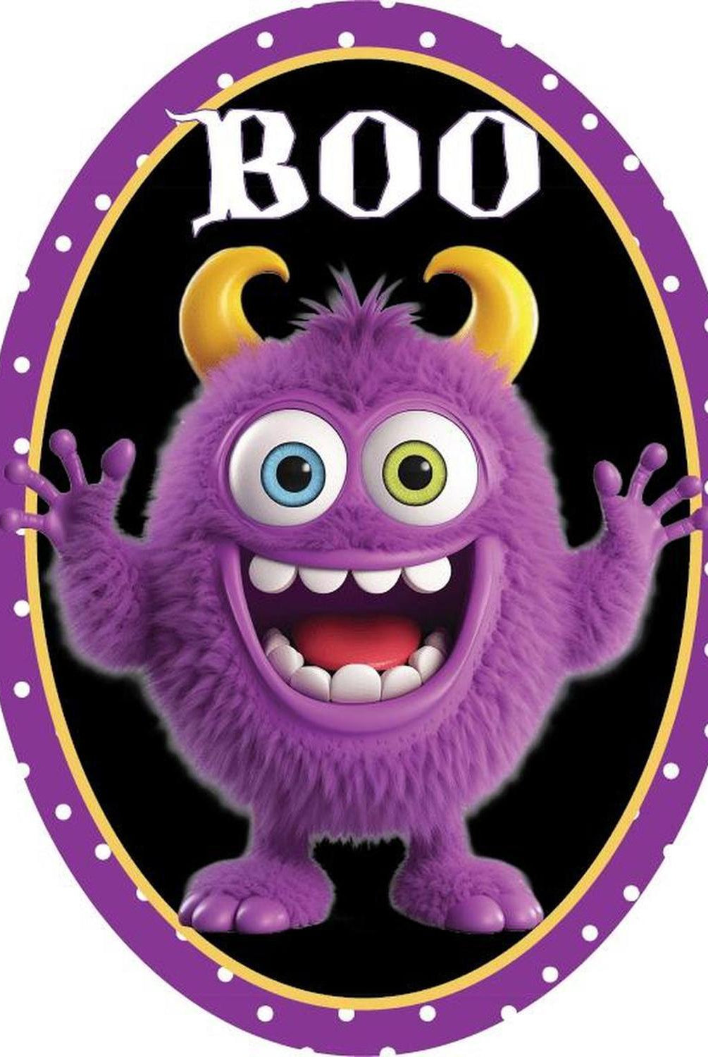 Purple Boo Furry Monster Sign