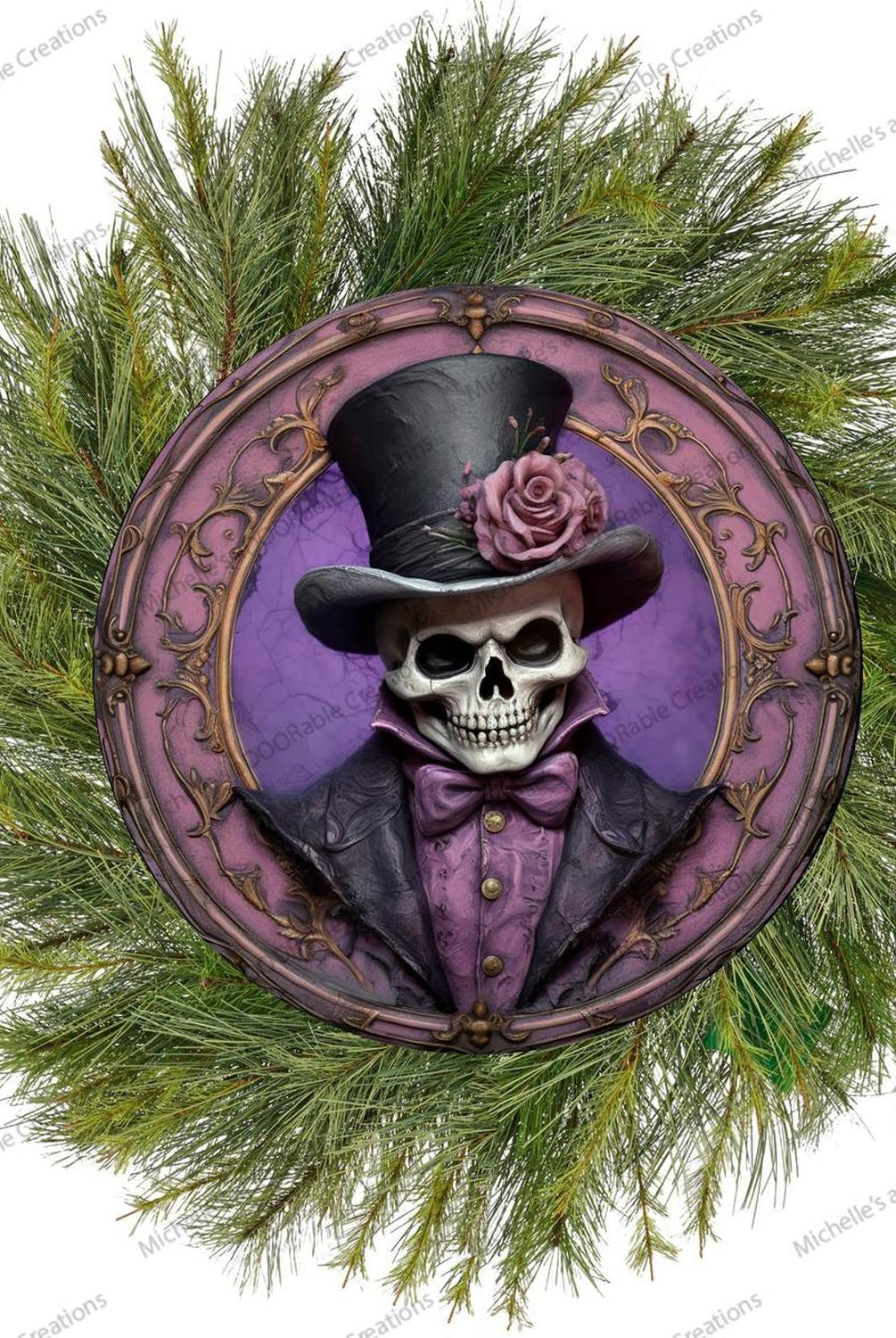 Purple Groom Portrait Skeleton Sign