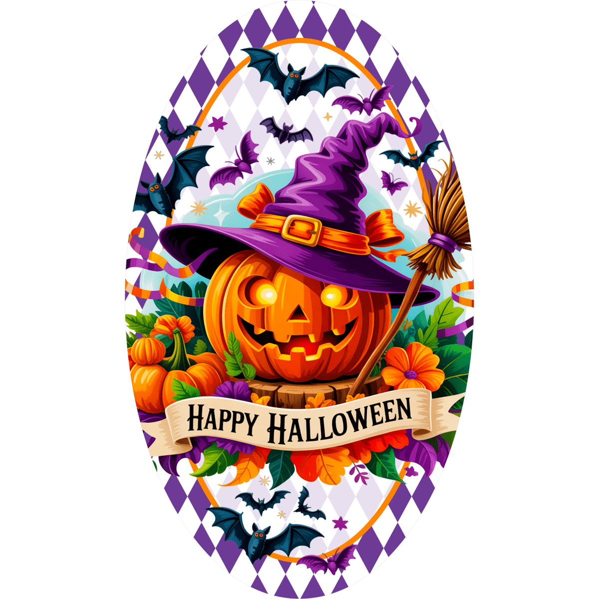 Shop For Purple Happy Halloween Pumpkin Oval Sign