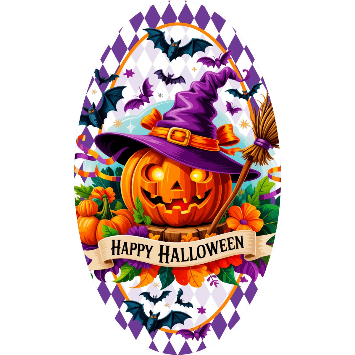 Shop For Purple Happy Halloween Pumpkin Oval Sign