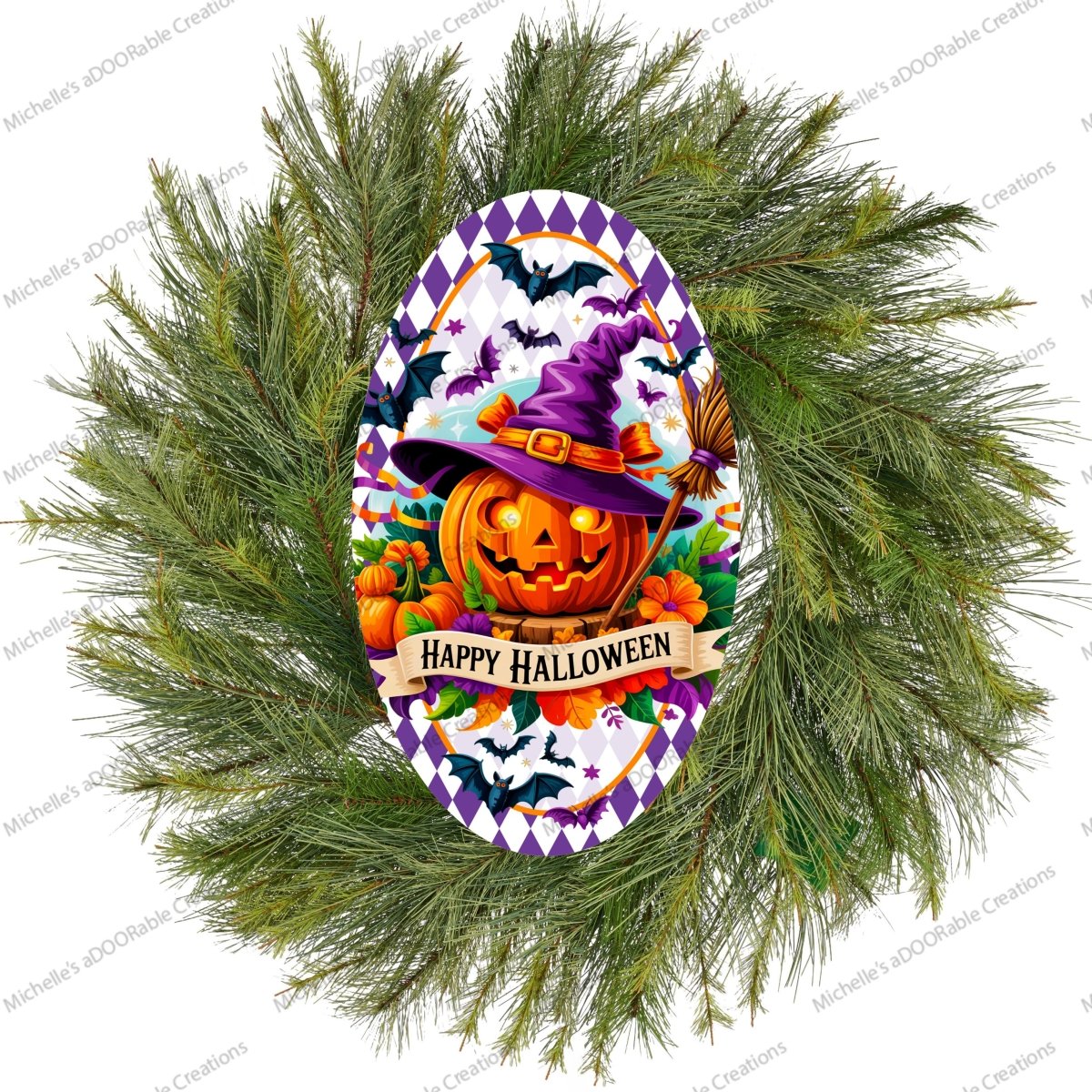 Shop For Purple Happy Halloween Pumpkin Oval Sign